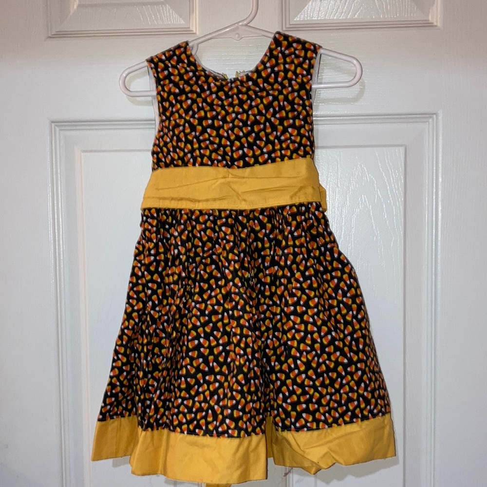 Handmade Candy Corn Fall dress size 2T perfect for Halloween